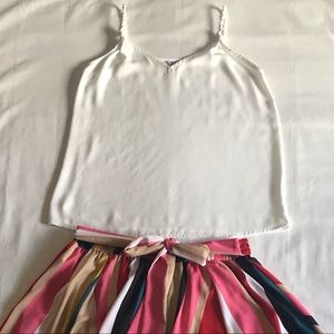 Naked Zebra Braided Strap White Tank Top